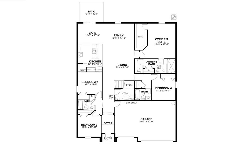 2D floor plan layout for the Liberty Bonus by M/I Homes in Fox Branch, Lakeland, FL (Image 3).