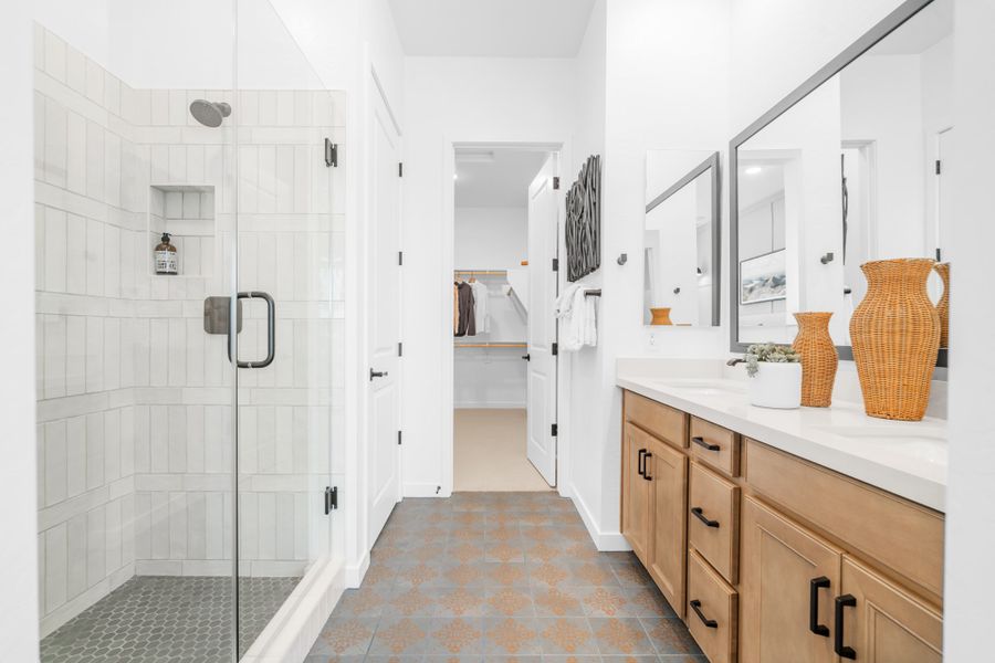 Primary Bathroom | Brisa Model Home | Mira Vista at Victory in Buckeye, AZ by Landsea Homes