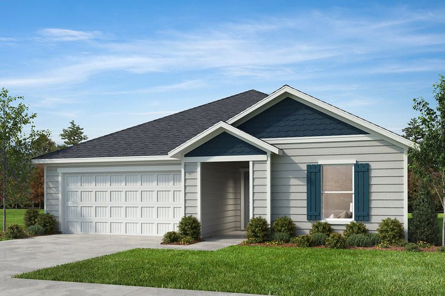 Representative exterior photo of a completed home built from the Plan 1288 by KB Home in Matthews Ridge, Lillington, NC (Image 5).