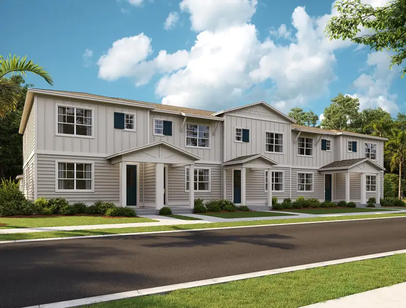 Front exterior of a new home in Northlake at Ovation, Winter Garden, FL, highlighting curb appeal (Image 1). Front exterior of a new home in Northlake at Ovation, Winter Garden, FL, highlighting curb appeal (Image 1).