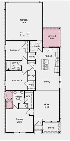 Additional Highlights Include: Tub and shower in primary bath and covered outdoor living.