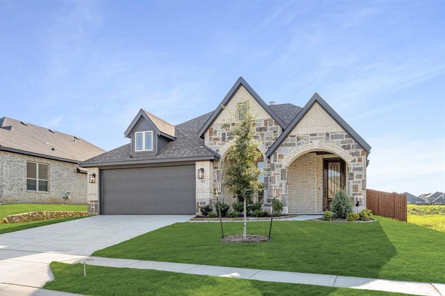 Front exterior of a new home in Sunset Ridge, Alvarado, TX, highlighting curb appeal (Image 25).