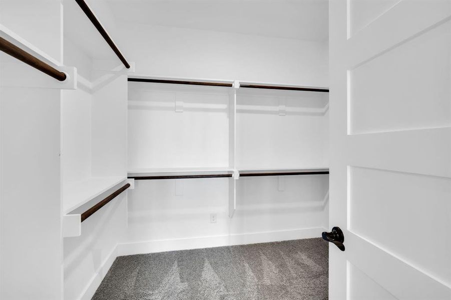 Spacious closet with carpet floors