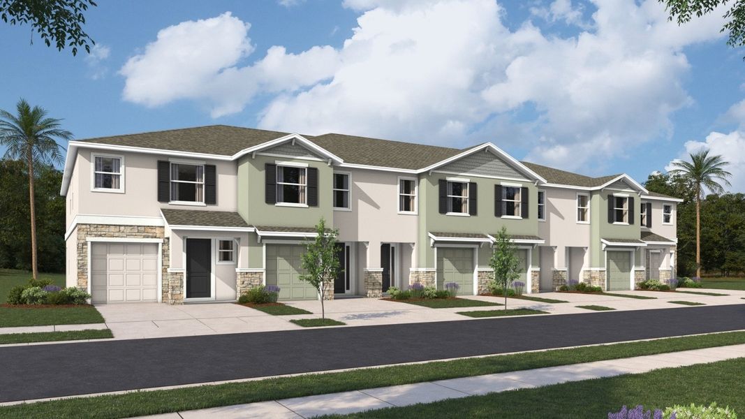 Representative exterior photo of a completed home built from the Addington by D.R. Horton in Sanctuary at Citrus Park Townhomes, Tampa, FL (Image 22). Representative exterior photo of a completed home built from the Addington by D.R. Horton in Sanctuary at Citrus Park Townhomes, Tampa, FL (Image 22).
