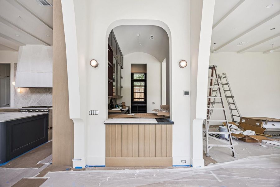 Front of the Wet-Bar between the Island Kitchen and Dining Room.  Construction as of June 1st, 2026.
