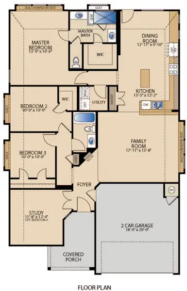 2D floor plan layout of this home in Grande Estates, Bertram, TX (Image 1).