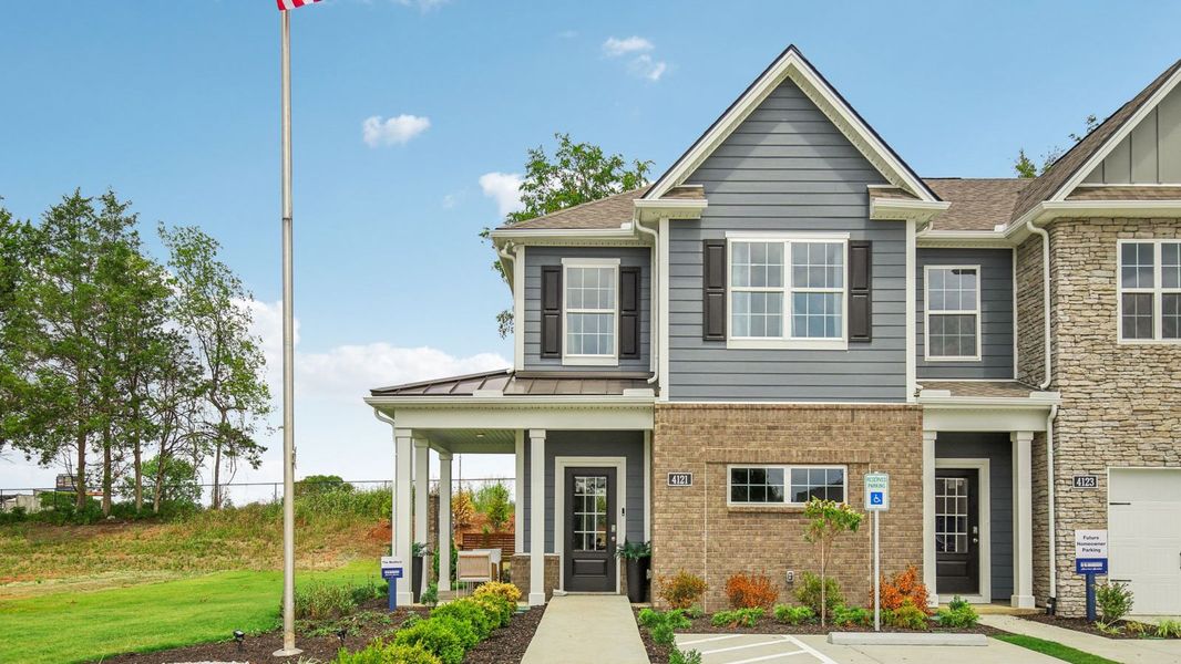 Front exterior of a new home in River Landing Townhomes, Murfreesboro, TN, highlighting curb appeal (Image 23).