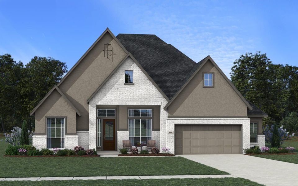 Representative exterior photo of a completed home built from the Asheville 65′ by Chesmar Homes in Prominence, San Antonio, TX (Image 4).