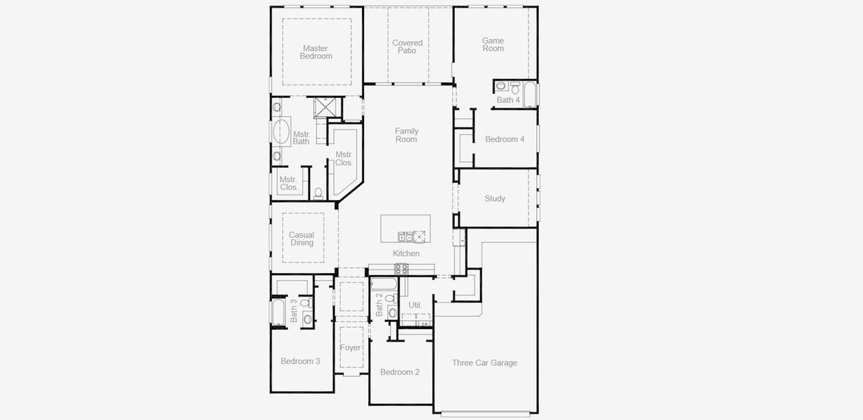 2D floor plan layout of this home in 6 Creeks, Kyle, TX (Image 5).