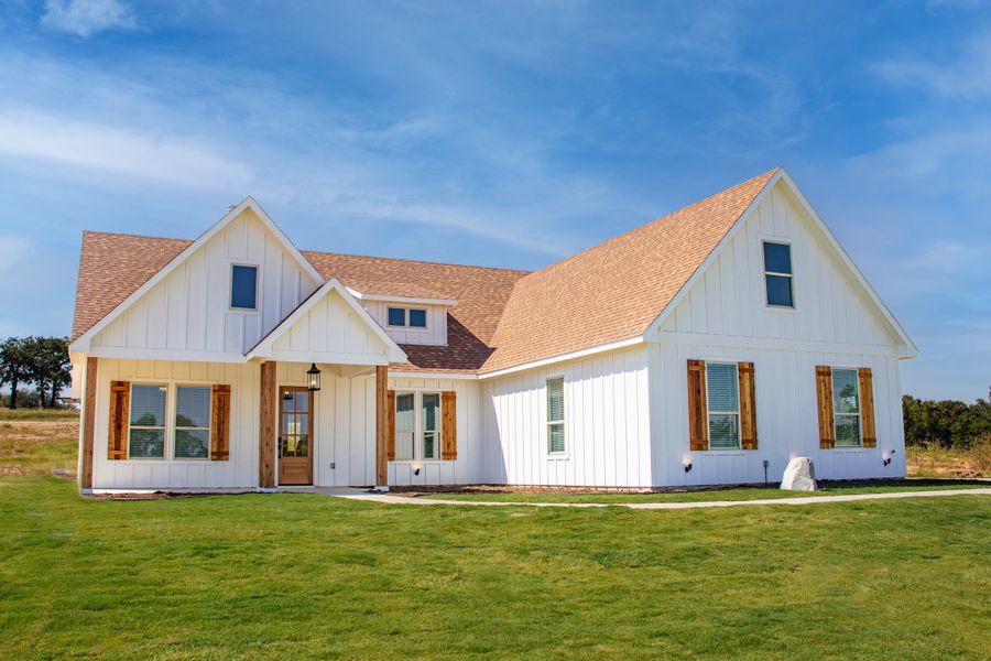 Representative exterior photo of a completed home built from the Cherry Laurel by Trinity Classic Homes in Zion Trails, Poolville, TX (Image 26). Representative exterior photo of a completed home built from the Cherry Laurel by Trinity Classic Homes in Zion Trails, Poolville, TX (Image 26).