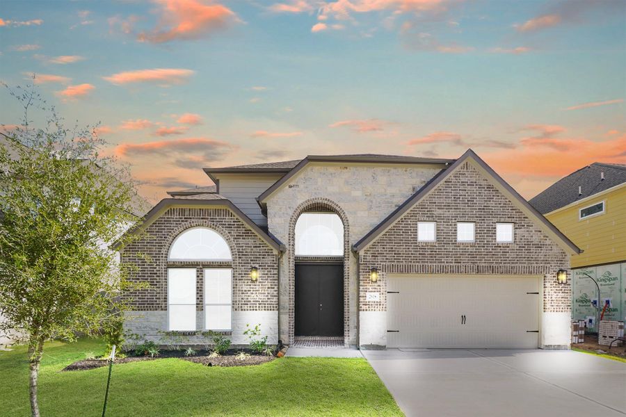 Front exterior of a new home in Morton Creek Ranch, Katy, TX, highlighting curb appeal (Image 17).