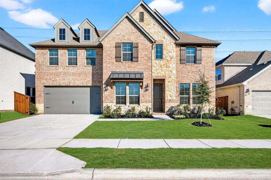 Front exterior of a new home in Wellington, Haslet, TX, highlighting curb appeal (Image 1). Front exterior of a new home in Wellington, Haslet, TX, highlighting curb appeal (Image 1).