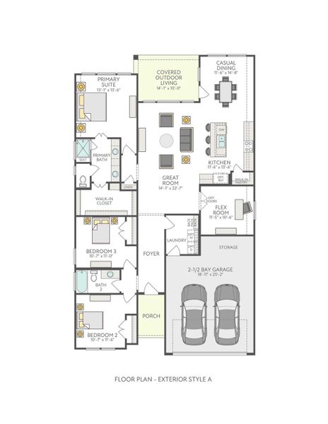 2D floor plan layout of this home in Lagos Reserve, Manor, TX (Image 6).