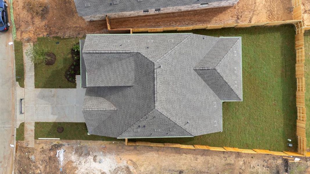 This aerial view of your home shows the amazing view of your lot.