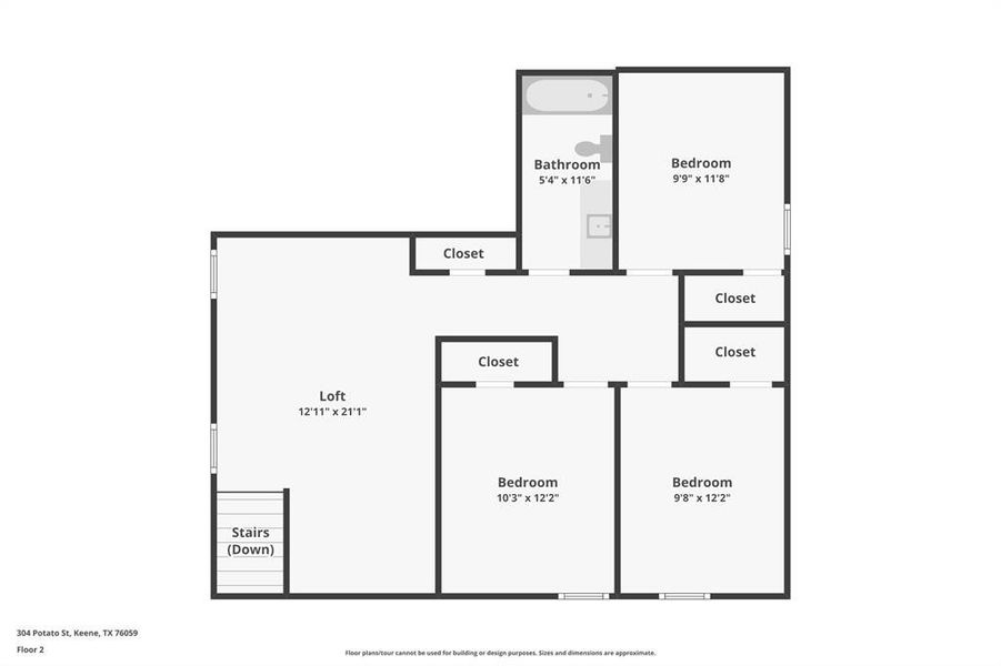 2D floor plan layout of this home in The Canyons, Keene, TX (Image 5).