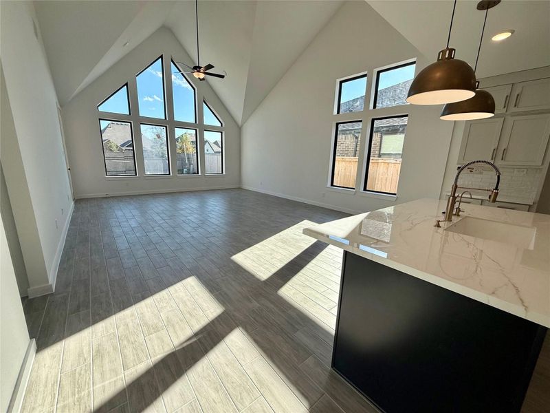 The family room and breakfast area boast numerous windows exuding tons of natural lighting.