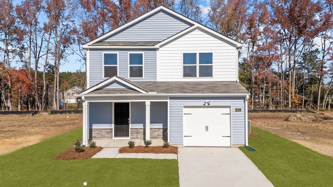 Front exterior of a new home in Jetstream Park, Wilson, NC, highlighting curb appeal (Image 1).