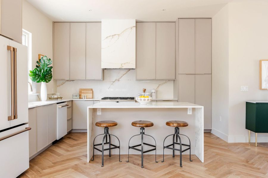 Kitchen with Cafe appliances.