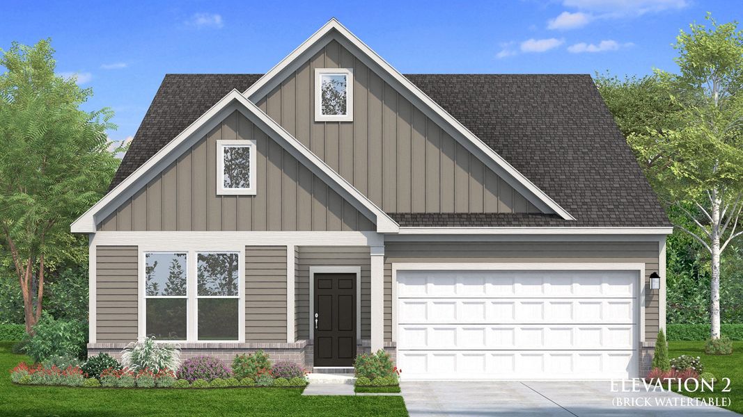 Representative exterior photo of a completed home built from the Chelsea by DRB Homes in Sidney Creek Single Family, Zebulon, NC (Image 6).