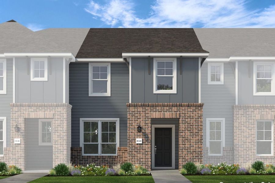 Representative exterior photo of a completed home built from the Seven Oaks Houston by Brohn Homes in Seven Oaks Townhomes, Tomball, TX (Image 3).