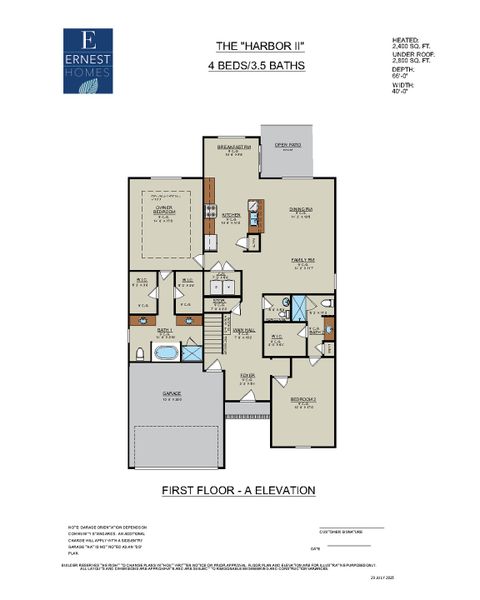 2D floor plan layout for the Harbor II by Ernest Homes in Wexford, Richmond Hill, GA (Image 5).