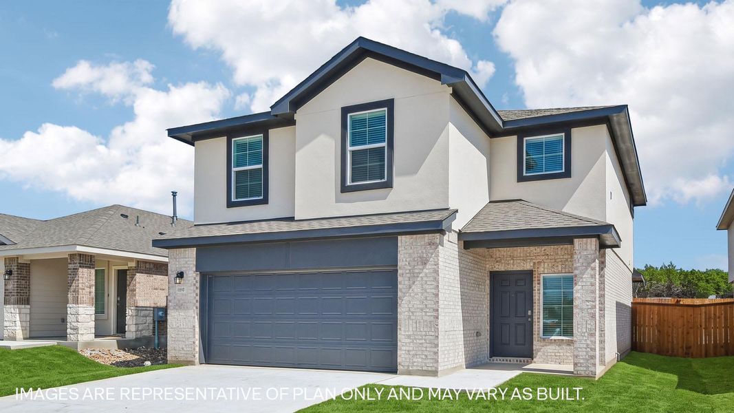 Representative exterior photo of a completed home built from the The Emma by D.R. Horton in Bar W Ranch, Leander, TX (Image 2). Representative exterior photo of a completed home built from the The Emma by D.R. Horton in Bar W Ranch, Leander, TX (Image 2).