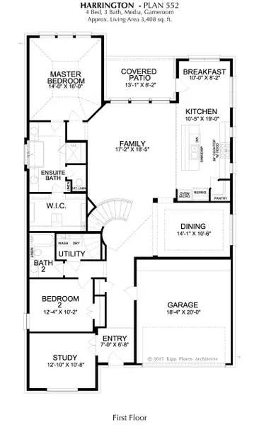 2D floor plan layout for the Harrington by Landon Homes in Lexington Frisco, Frisco, TX (Image 3).
