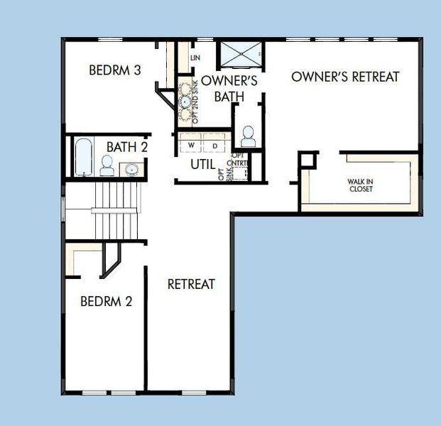 2D floor plan layout of this home in Nexton - Midtown - The Village Collection, Summerville, SC (Image 5).