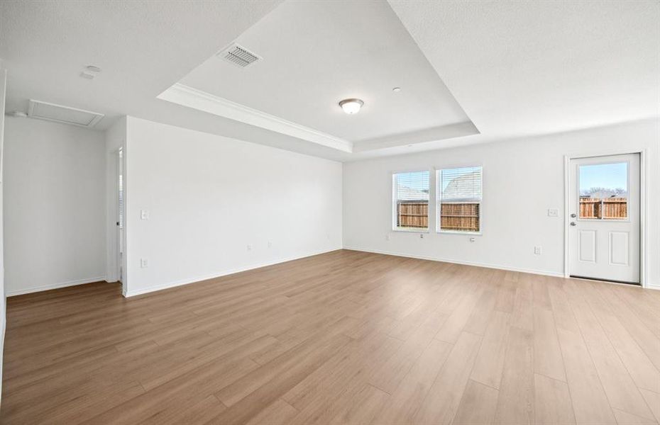 Spacious gathering room with large windows