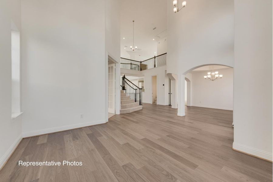 Representative unfurnished interior of a home built from the Grand Emerald III by Grand Homes in Cedar Ridge Estates, Grand Prairie (Image 11). Representative unfurnished interior of a home built from the Grand Emerald III by Grand Homes in Cedar Ridge Estates, Grand Prairie (Image 11).