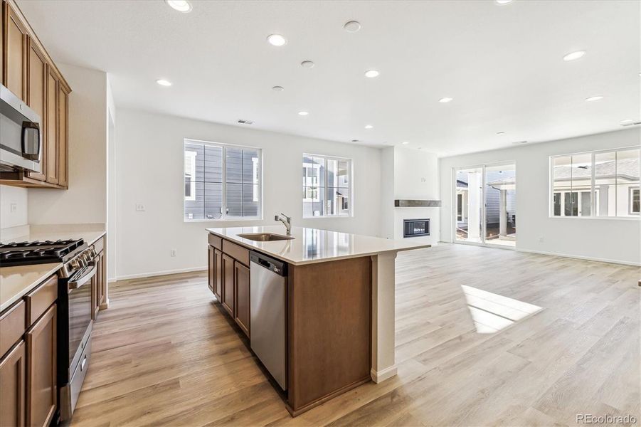 Furnished interior view inside a new home in Skyview at High Point, Aurora (Image 7). Furnished interior view inside a new home in Skyview at High Point, Aurora (Image 7).