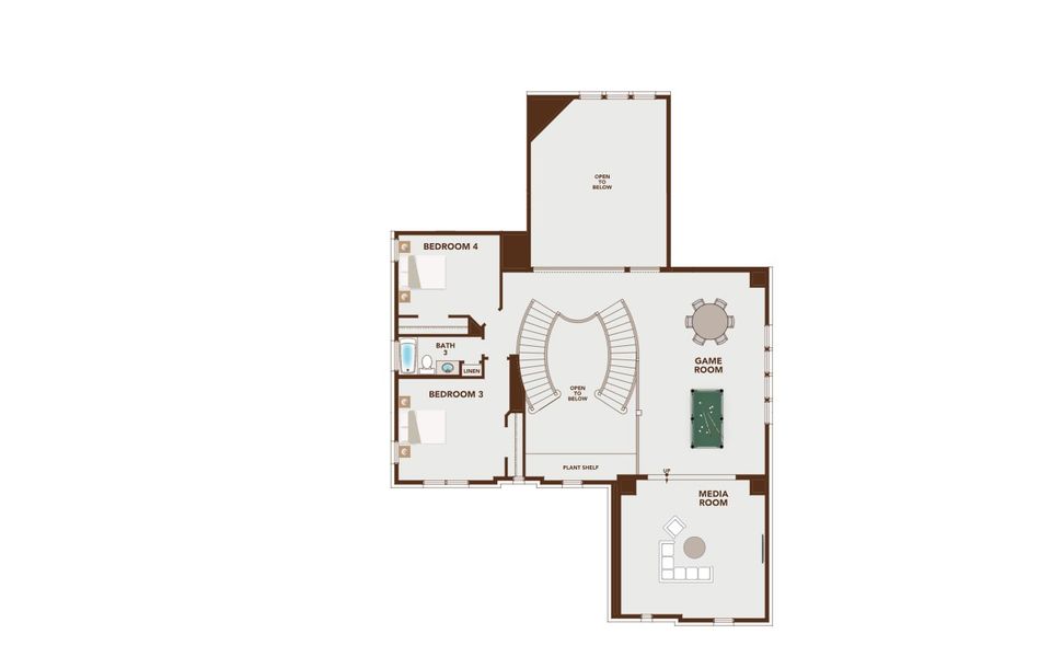 2D floor plan layout for the Downton Abbey by Grand Homes in Creekside at Elevon, Lavon, TX (Image 6).