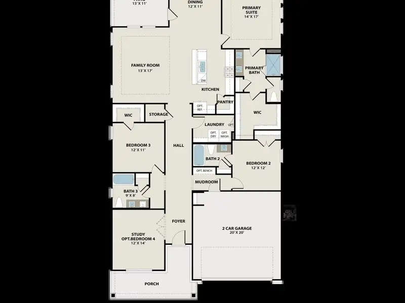 2D floor plan layout of this home in Sundance Cove, Crosby, TX (Image 5).