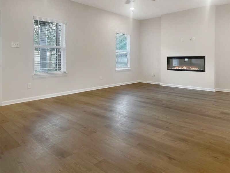 The Crawford- Family Room with Linear Electric Fireplace