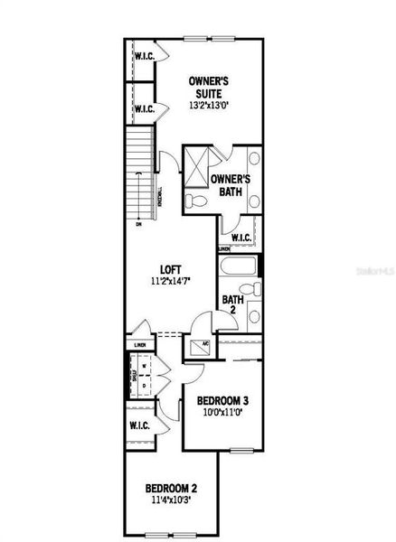 2D floor plan layout of this home in Bloomingdale Townes, Brandon, FL (Image 4).
