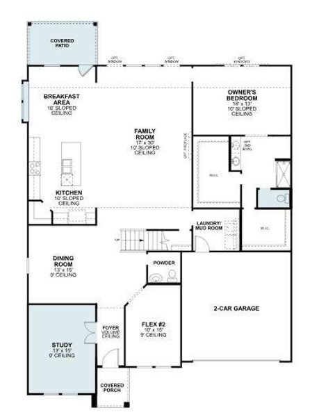 2D floor plan layout of this home in The Preserve, Justin, TX (Image 3).