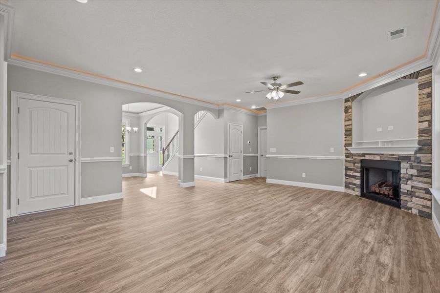 Representative unfurnished interior of a home built from the Enory by Enchanted Homes in Guadalupe Heights, Seguin (Image 30).