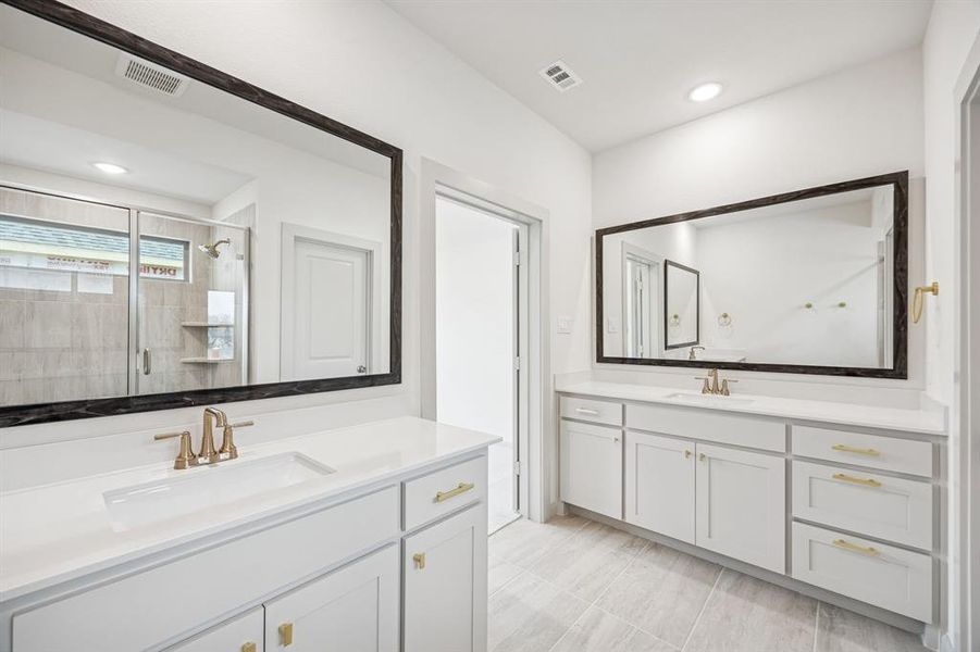 Plenty of space for two in this beautiful owner's bath.