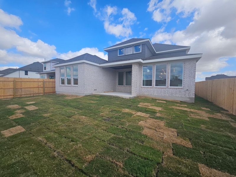 Exterior details and patio area of a home in Blackhawk in Pflugerville, Pflugerville (Image 3).
