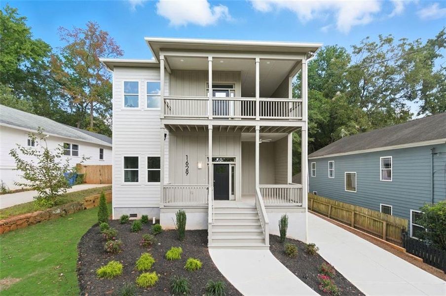 Front exterior of a new home in , Atlanta, GA, highlighting curb appeal (Image 21). Front exterior of a new home in , Atlanta, GA, highlighting curb appeal (Image 21).