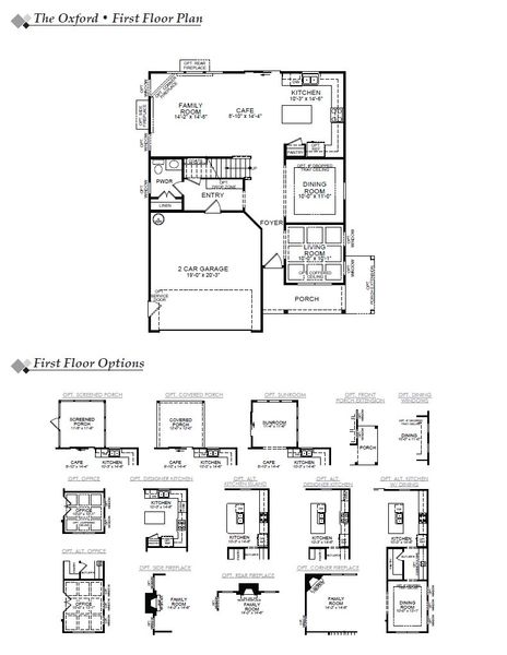 2D floor plan layout for the Oxford by Eastwood Homes in Parker's Preserve, Ridgeville, SC (Image 3).