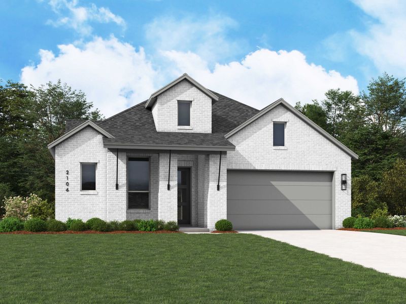 Representative exterior photo of a completed home built from the Alton Plan by Highland Homes in Wildrye, Waller, TX (Image 1).