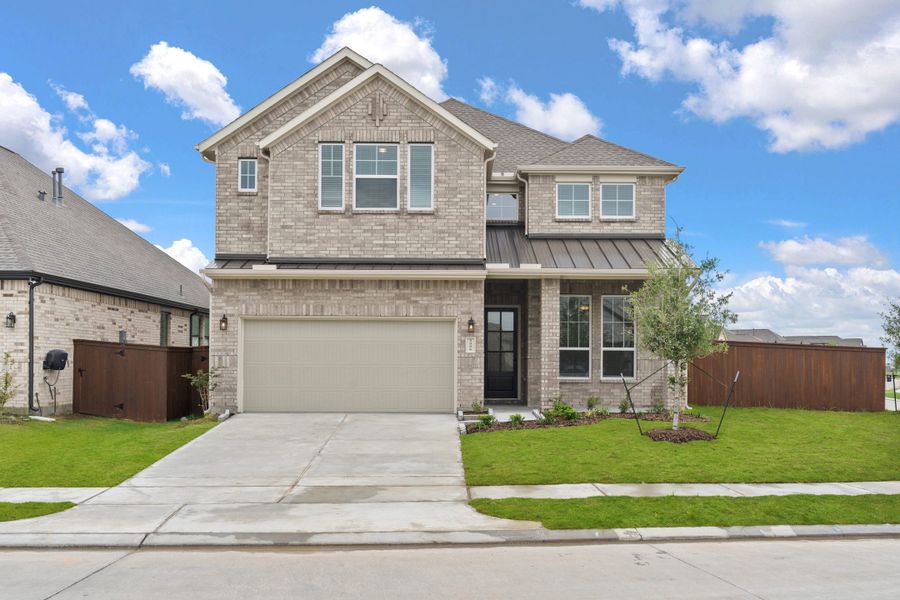 Front exterior of a new home in Brookewater, Rosenberg, TX, highlighting curb appeal (Image 19).