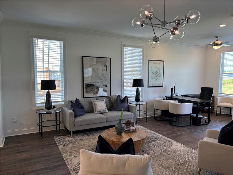 Furnished interior view inside a new home in Brackley Townhomes, Cumming (Image 57). Furnished interior view inside a new home in Brackley Townhomes, Cumming (Image 57).