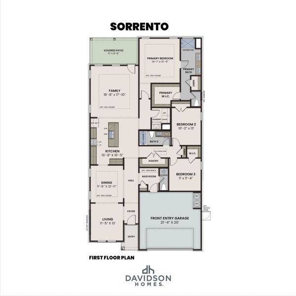 2D floor plan layout for the The Sorrento E by Davidson Homes LLC in Sundance Cove, Crosby, TX (Image 4). 2D floor plan layout for the The Sorrento E by Davidson Homes LLC in Sundance Cove, Crosby, TX (Image 4).