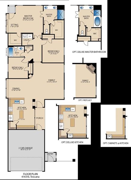 2D floor plan layout for the Toscana by Pacesetter Homes in Keeneland, Aubrey, TX (Image 4).