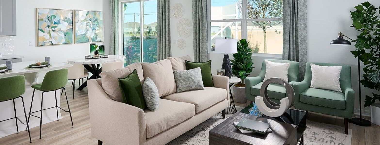 Furnished interior view inside a new home in Hampton Park - Classic Series, Vero Beach (Image 5). Furnished interior view inside a new home in Hampton Park - Classic Series, Vero Beach (Image 5).
