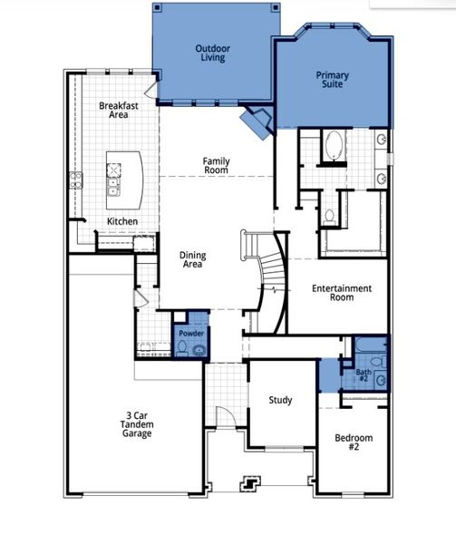 2D floor plan layout of this home in Monterra, Rockwall, TX (Image 2).