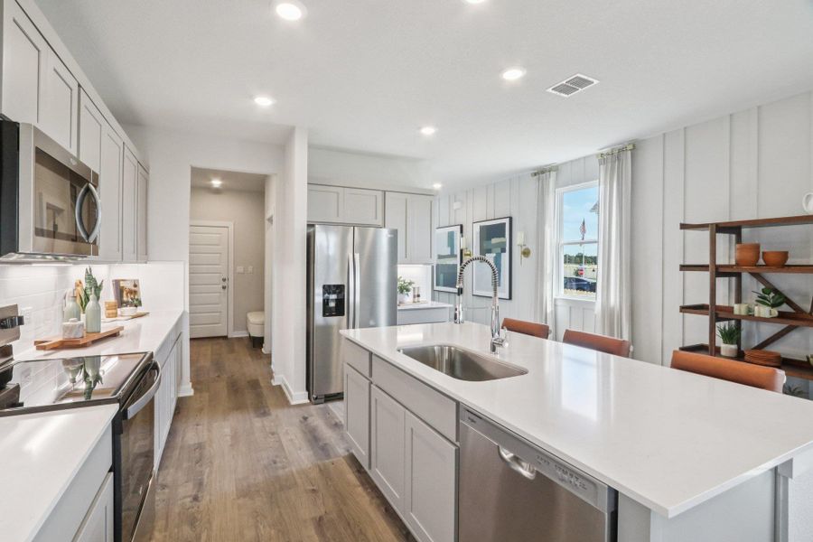 Furnished interior view inside a new home in The Ridge at Trinity Ranch, Elgin (Image 11). Furnished interior view inside a new home in The Ridge at Trinity Ranch, Elgin (Image 11).