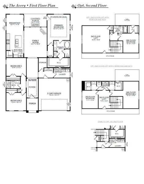 2D floor plan layout for the Avery by Eastwood Homes in True Cedar at Woodside Plantation, Aiken, SC (Image 3).